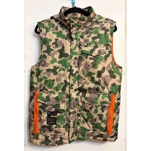 LRG Puffer Vest Men's Large Zip Camouflage Sleeveless Hooded (Stowable)